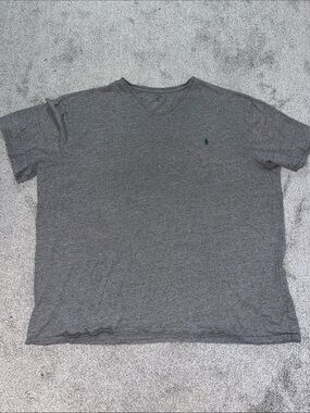 Gray V neck Polo by Ralph Lauren SS Cotton Green Pony Tee T Shirt 4XLT Tall spot